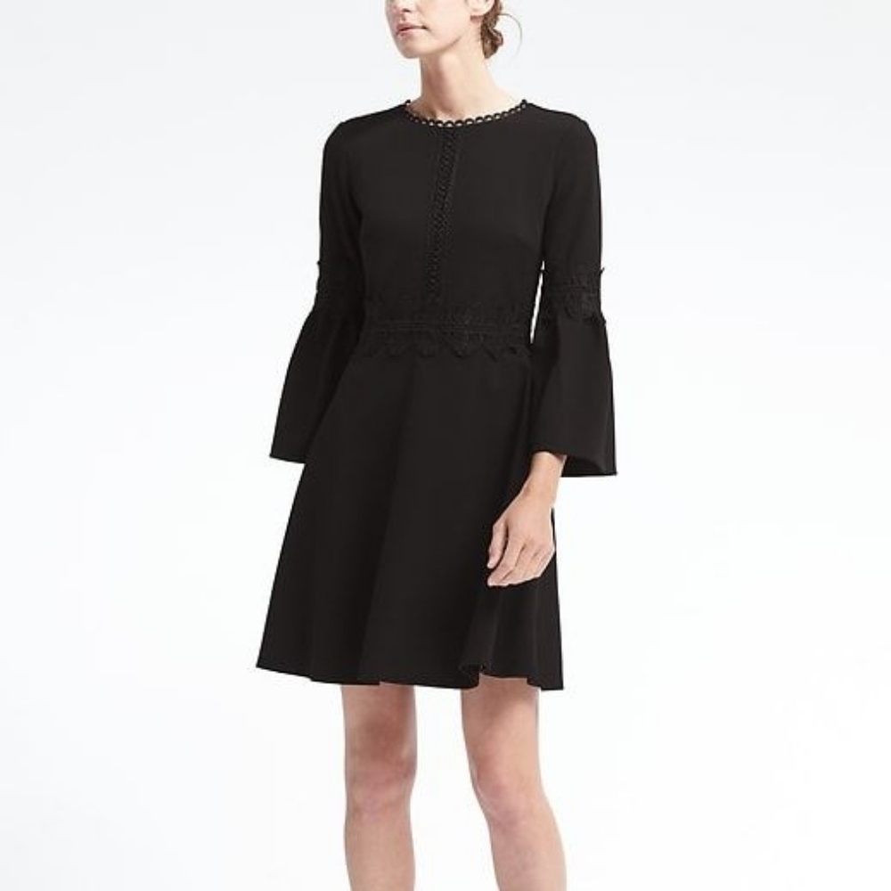 Banana Republic Black Bell Sleeve Dress